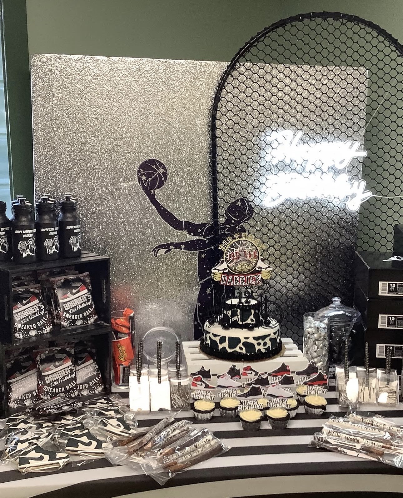 Sneaker Ball themed birthday dessert table